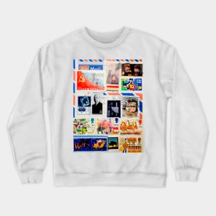 Old Stamp Collage Hitchcock USSR Fairgrounds Crewneck Sweatshirt